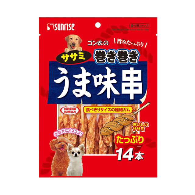 【24個セット】マルカン（サンライズ）　ゴン太のササミ巻き巻きうま味串14本