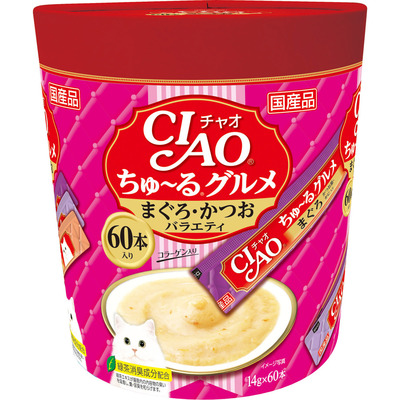 【8個セット】いなば CIAOちゅ〜るグルメ60本まぐろ・かつおバラエティ14g×60本