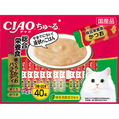 【8個セット】いなば CIAOちゅ〜る総合栄養食まぐろ・かつおバラエティ14g×40本