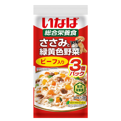 【32個セット】いなば ささみと緑黄色野菜ビーフ入り60g×3袋