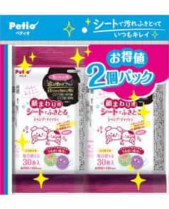 【24個セット】ペティオ犬猫用顔まわり用シートでふきとるシャンプーティッシュ30枚2コパック