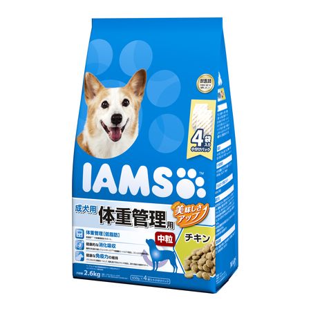 【4個セット】 マースジャパンリミテッド アイムス 成犬用 体重管理用 チキン 中粒 2.6kg