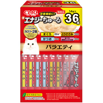 【4個セット】いなばペットフード  CIAO　エナジーちゅーる　（BOX）バラエティ 14g×36P