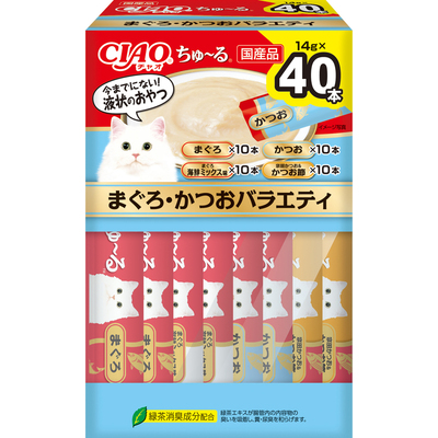 【8個セット】いなばペットフード  CIAOちゅーる　まぐろ・かつおバラエティ 14g×40P