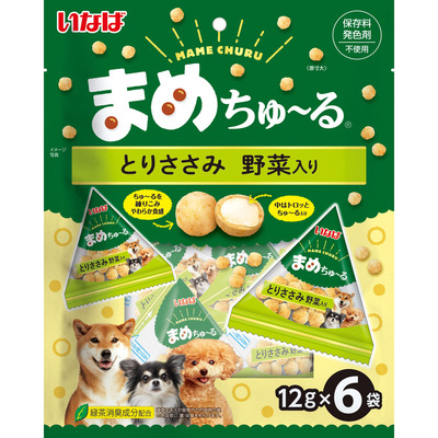 【12個セット】 いなばペットフード株式会社 まめちゅーる とりささみ 野菜入り 12g×6P