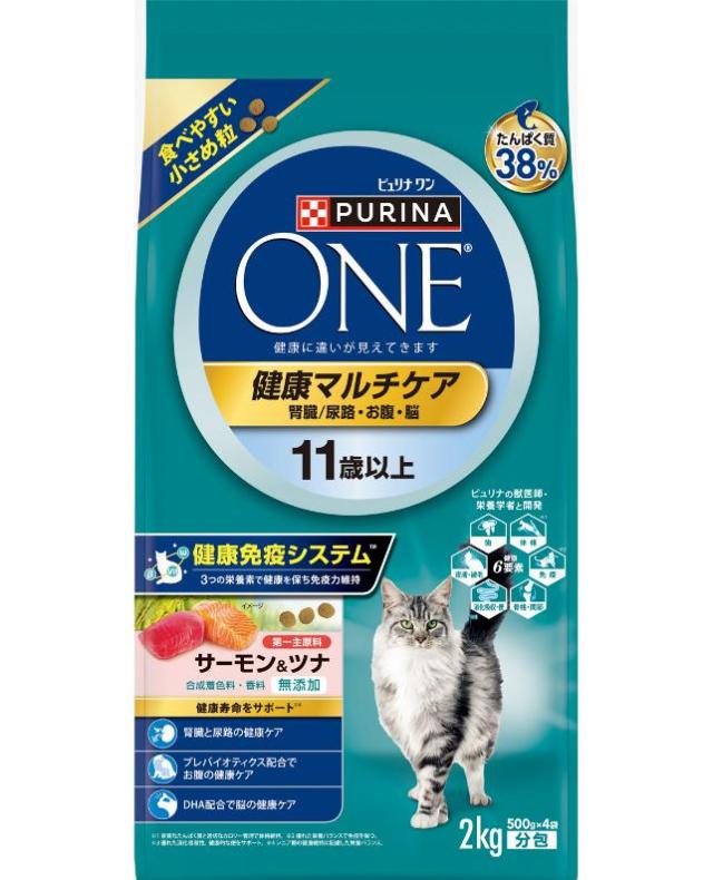 【6個セット】 ピュリナ　ワン　キャット　ドライ　健康マルチケア　11歳以上　サーモン＆ツナ 2kg