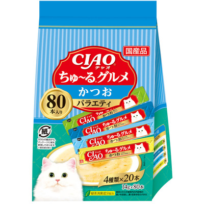 【6個セット】CIAO　ちゅーるグルメ　かつおバラエティ 14g×80P