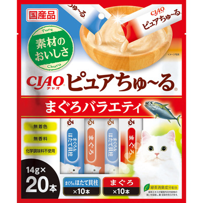 【16個セット】いなばペットフード CIAO　ピュアちゅーる　まぐろバラエティ 14g×20P