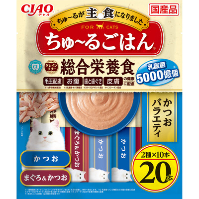 【16個セット】いなばペットフード ちゅーるごはん　20本入り CIAO　ちゅーるごはん　かつおバラエティ 14g×20P