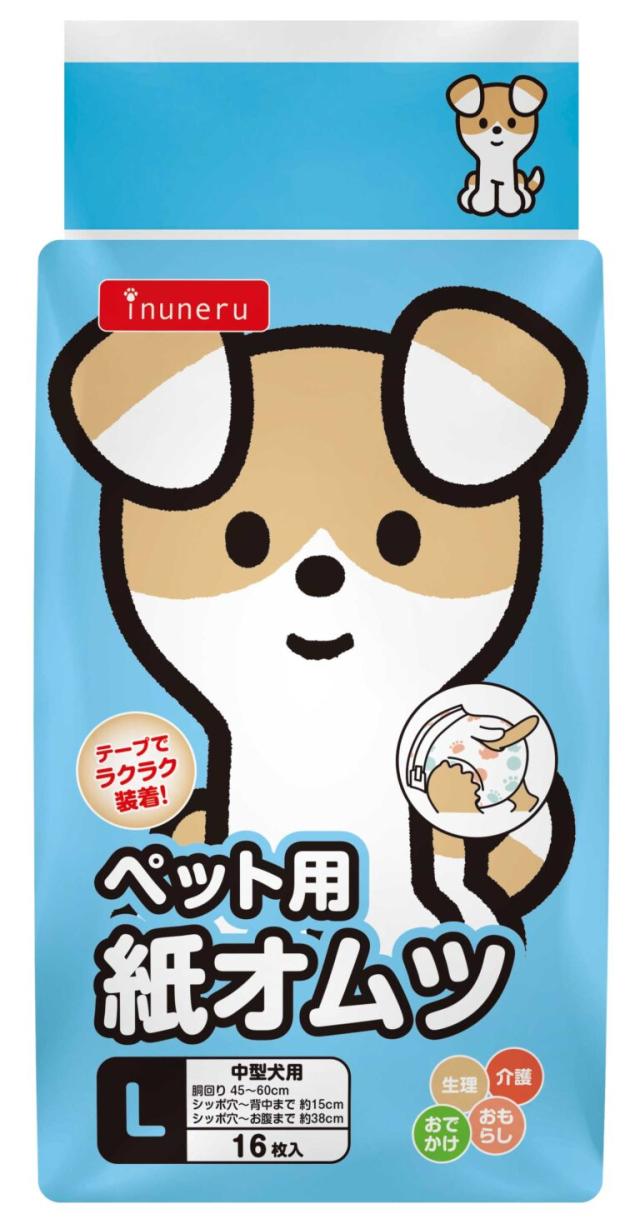【12個セット】ペットライブラリー ｉｎｕｎｅｒｕ 紙オムツＬ １６枚