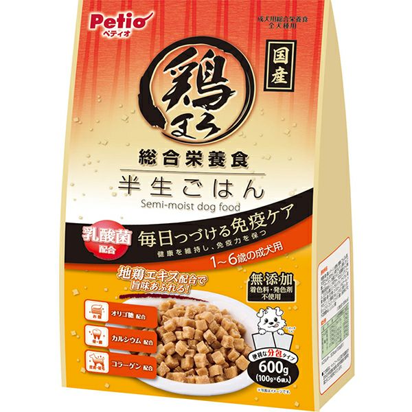 ペティオ 【12個セット】鶏まろ　総合栄養食　半生ごはん　1‐6歳の成犬用 600g