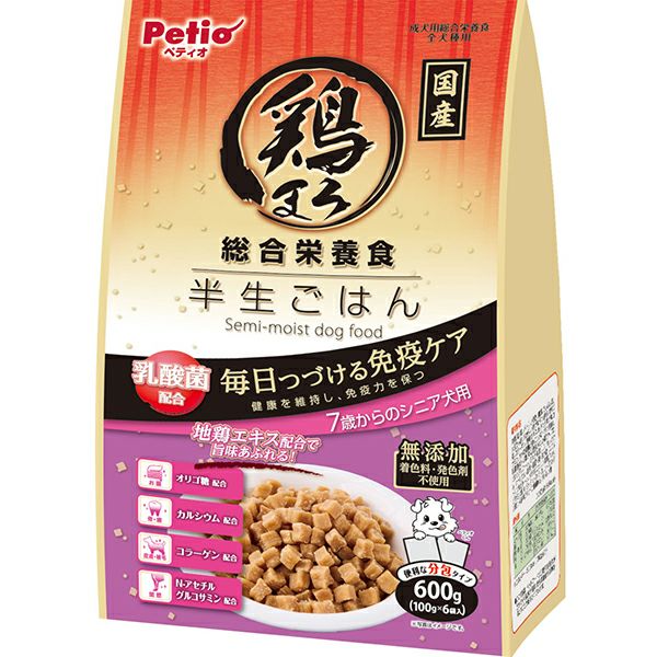 【12個セット】ペティオ 鶏まろ　総合栄養食　半生ごはん　7歳からのシニア犬用 600g