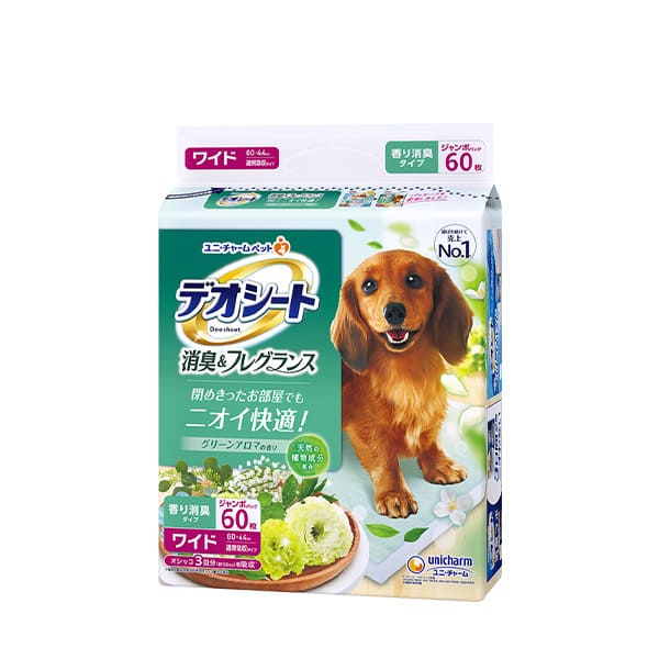 ユニチャームペット ユニチャームペット 【4個セット】デオシート消臭＆フレグランスグリーンアロマの香りワイド 60枚