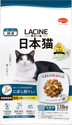 【8個セット】 日本ペットフード  ラシーネ 日本猫 にぼし削り入り 1.18kg