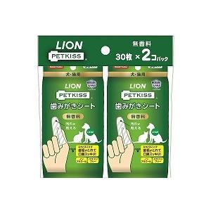 【24個セット】ライオンペット ＰＥＴＫＩＳＳ　歯みがきシート２コパック３０枚×２