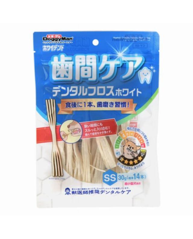 【48個仕かける】ドギーマンハヤシ ホワイデント 歯間世話をする デンタルフロス 白いこと ＳＳ３０ｇ（標準尺度１４本）