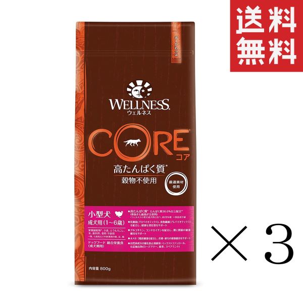 クーポン配布中!! ウェルペット ウェルネスコア (高たんぱく質・穀物不使用) 小型犬 成犬用(1〜6歳) 骨抜き七面鳥 800g×3袋セット まとめ買い ドッグフード 6,115円