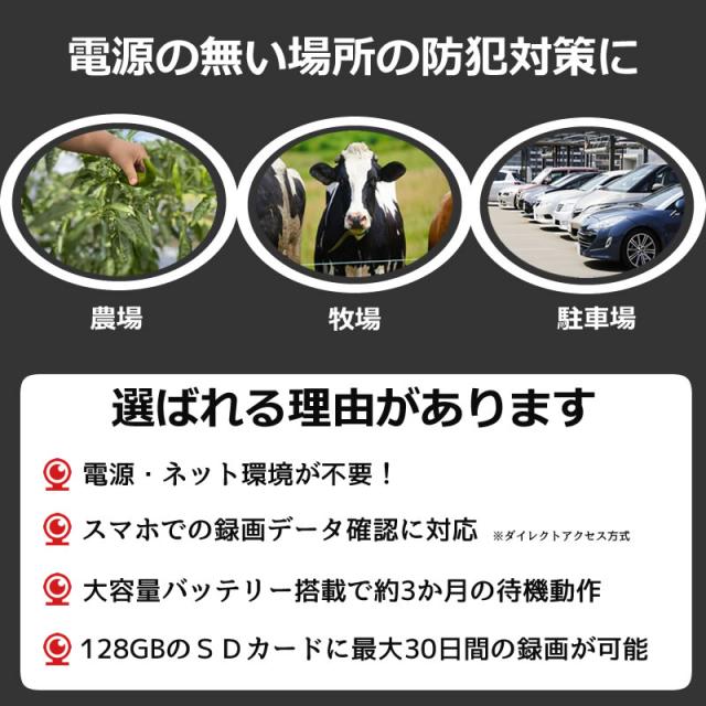 防犯カメラ ソーラー 監視カメラ 400万画素 SDカード録画 ネット不要 家庭用 ワイヤレスカメラ【パネル分離型 ソーラーカメラ AV-WF620SL microSDカードセット】_2