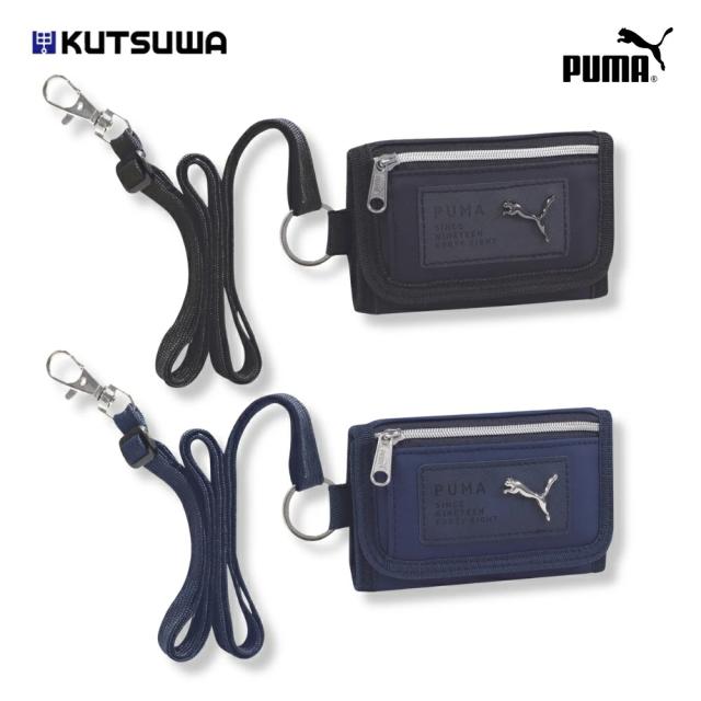 メール便対応 PM511 クツワ プーマ 3つ折りマルチウォレット ブラック ネイビー PUMA 財布 小学生 子供 小銭入れ ストラップ付