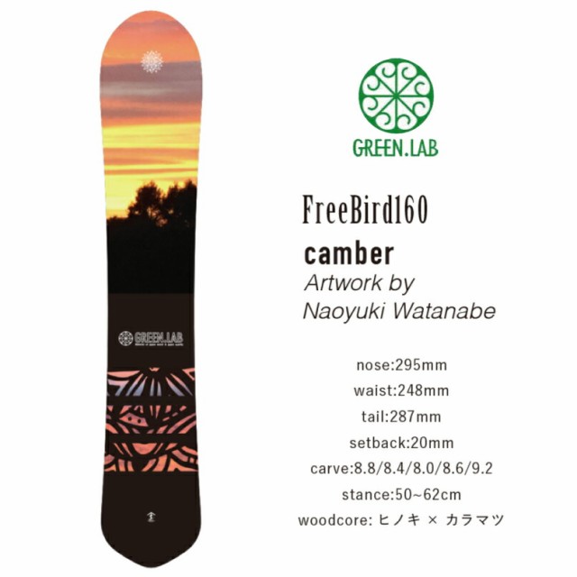 グリーンラボ フリーバード キャンバーgreen Lab Free Bird 160 スノーボード 板 18 19 フリーライドボード パウダーボードの通販はau Pay マーケット フリーク