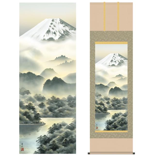 水墨山水画 掛軸-山河望郷/鈴村秀山(尺三) 1MB2-004 床の間 和室 御洒落 モダン 飾り 表装 日本製 インテリア 新築 掛け軸 水墨山水画 掛軸-山河望郷⁄鈴村秀山(尺三) 1MB2-004 床の間 和室 御