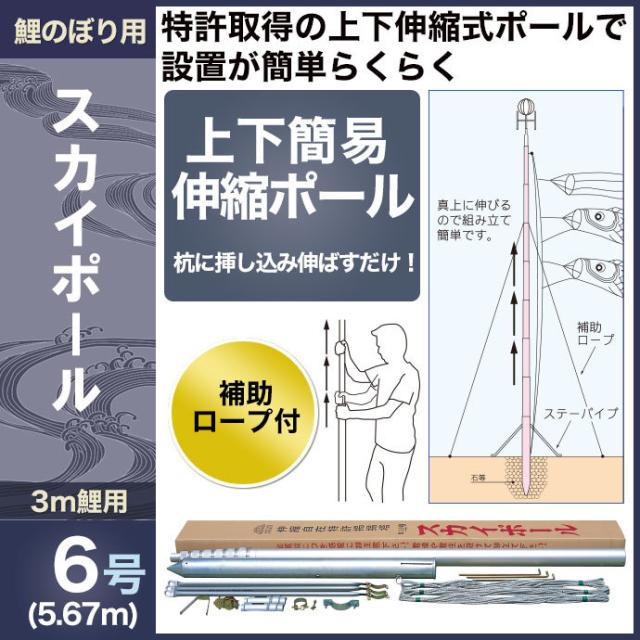 年 新作 鯉のぼり 単品 こいのぼり 単品 徳永 スカイポール 3m鯉用 6号 5 67m 上下簡易伸縮ポール 補助ロープ付 代引の通販はau Pay マーケット 人形広場 Au Wowma 店