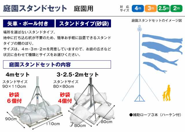 こいのぼり スタンドセット 鯉のぼり 庭園用 庭用 キング印 鯉 鯉幟