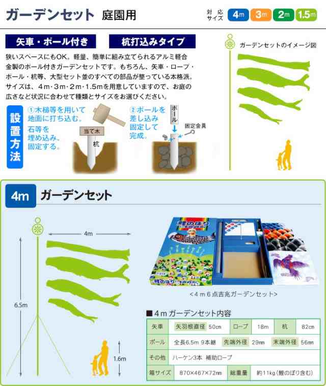 こいのぼり 鯉のぼり 庭園用 庭用 徳永 のぼり 鯉幟 家紋・名前入可能