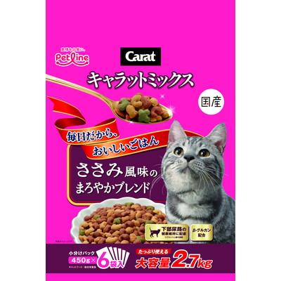 お得4個セット ペットライン キャラットミックス ささみ風味のまろやかブレンド 2.7kg ペット ※取寄商品 賞味期限：3ヵ月以上の通販は 5,526円