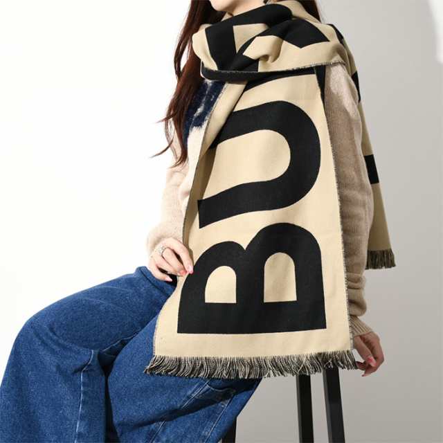 BURBERRY バーバリー マフラー ロゴウールマフラー 8054214 ユニセックス メンズ レディー アーカイブ ベージュ BLACK ブラック  ロゴ ｜au PAY マーケット