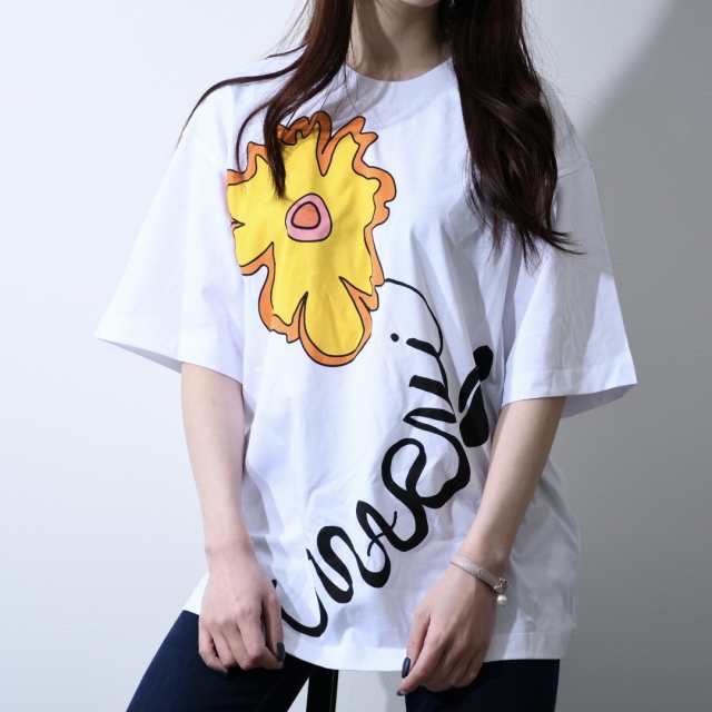 MARNI マルニ Tシャツ ロゴTシャツ FLOWER プリント ロゴT THJET49EPLUSCS59 ロゴ レディース WHITE ホワイト  フラワー 花 コットン トッ｜au PAY マーケット