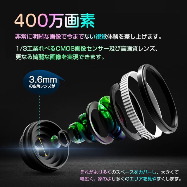 SHINMEI 防犯カメラ LANケーブル1M 400万画素 WiFi 無線接続可能 1個 ワイヤレス sdカード録画 屋内 暗視 動体検知  自動追跡｜au PAY マーケット