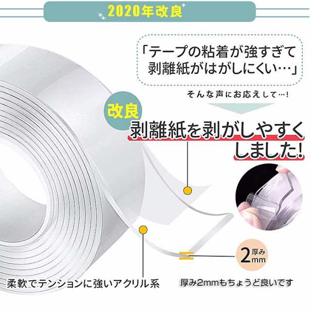 両面テープ 透明 超強力テープ はがせる 1m 2m 多機能テープ 粘着テープ のり残らず 繰り返し利用可能 水洗い可 滑り止めテープ ナノ魔法の通販はau Pay マーケット 新明雑貨店 Au Pay マーケット店