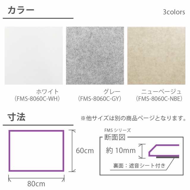 吸音パネル 遮音シート付 フェルメノン 80×60cm 4枚セット FMS-8060C