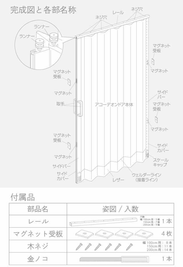 アコーディオンカーテン アコーディオンドア SJ-2 規格品 幅100cm×高さ