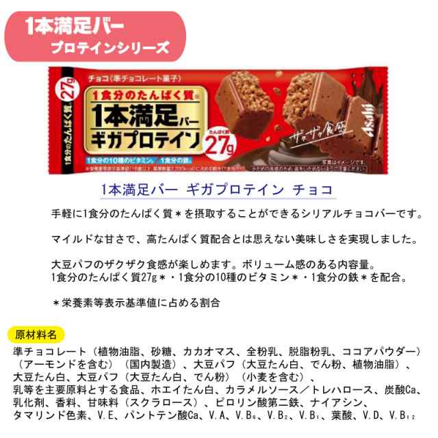 アサヒグループ食品 一本満足バー ギガプロテイン チョコ ×9本 送料