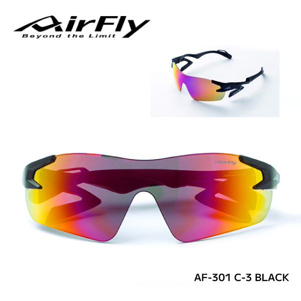 【即納】 正規品 AirFly エアフライ スポーツサングラス ミラーレンズ パープルゴールド AF-301 C-3 BLACK ZYGOSPEC社 ジゴスペックの通販は