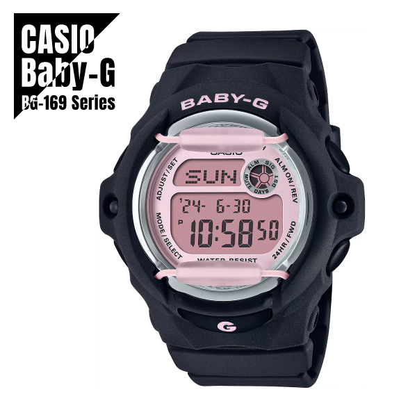 【即納】国内正規品 CASIO カシオ Baby-G ベビーG コンパクト BG-169 フロントプロテクター BG-169U-1CJF ブラック×ピンク 腕時計 レディースの通販は