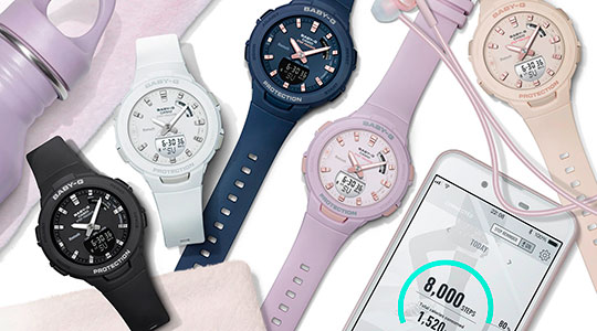 【即納】国内正規品 CASIO カシオ Baby-G ベビーG G-SQUAD ジー・スクワッド スマートフォンリンク 歩数計測 BSA-B100-2AJF ネイビー 腕時計 レディース_9