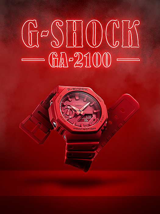 CASIO カシオ G-SHOCK Gショック カーボンコアガード構造 八角形フォルム GA-2100-4A レッド 腕時計 メンズ レディース  送料無料