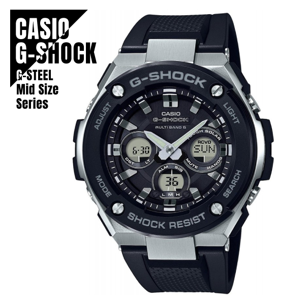 【即納】国内正規品 CASIO カシオ G-SHOCK Gショック G-STEEL Gスチール ミッドサイズ 電波ソーラー GST-W300-1AJF ブラック 腕時計 メンズ