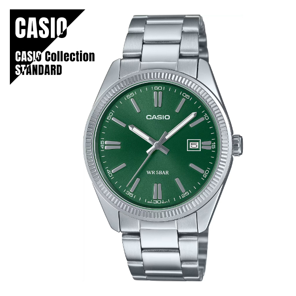 【即納】 国内正規品 CASIO Collection カシオ スタンダード アナログ MTP-1302D-3AJF 腕時計 グリーン×シルバー メンズの通販は 6,050円