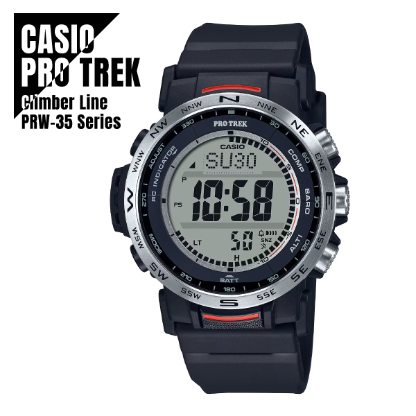 【即納】国内正規品 CASIO カシオ PRO TREK プロトレック Climber Line デジタル 方位 気圧/温度 高度 ソフトウレタン PRW-35-1AJF ブラック 腕時計 メンズの通販は