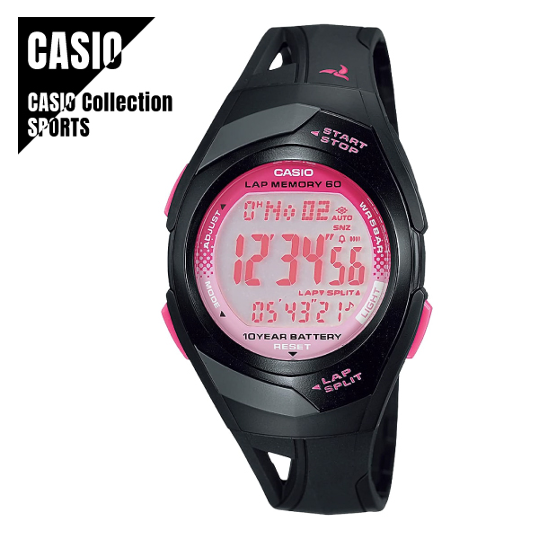【即納】国内正規品 CASIO カシオ PHYS フィズ STR-300J-1BJH ランニングウォッチ ピンク×ブラック レディース 腕時計の通販は