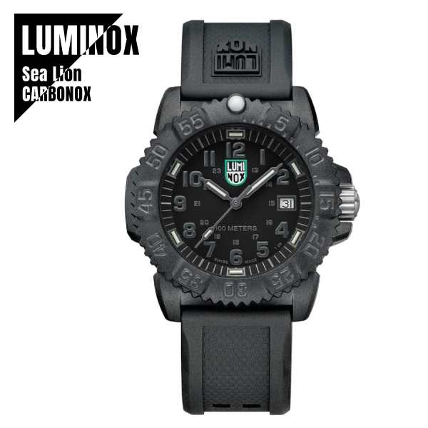 【即納】 LUMINOX ルミノックス Sea Lion Carbonox 38mm グリーンロゴ X2.2072 メンズ ウォッチ ミリタリーウォッチ ブラック