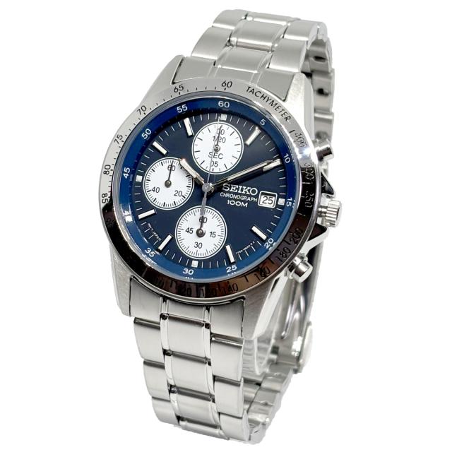 【即納】SEIKO セイコー CHRONOGRAPH クロノグラフ 日本製ムーブメント SND365P1 ネイビー×シルバー メタルバンド メンズ 腕時計 送料無料_1