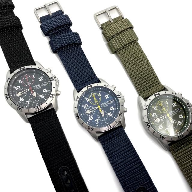 【即納】SEIKO セイコー CHRONOGRAPH クロノグラフ 日本製ムーブメント★3色対応 SND377R SND379R SND399P テキスタイルバンド メンズ 腕時計 送料無料_1