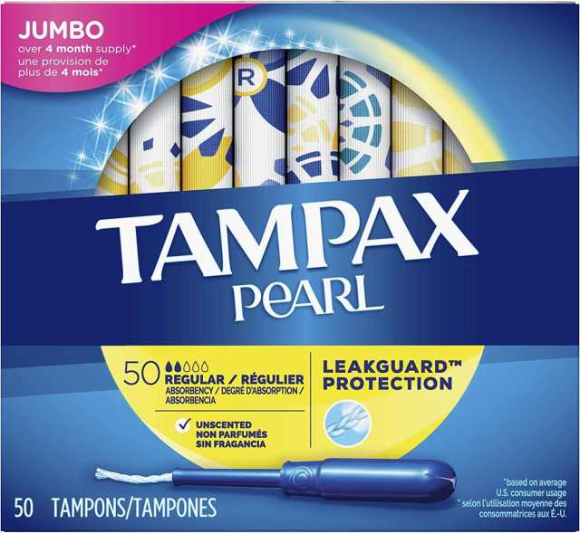 Tampax Pearl タンポン プラスチック 吸収性 レギュラー マルチパック 無香料 50本の通販は