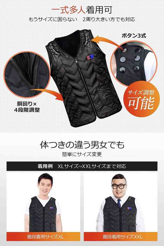 電熱ベスト加熱ベスト ヒーターベスト加熱服 インナー USBジャケット