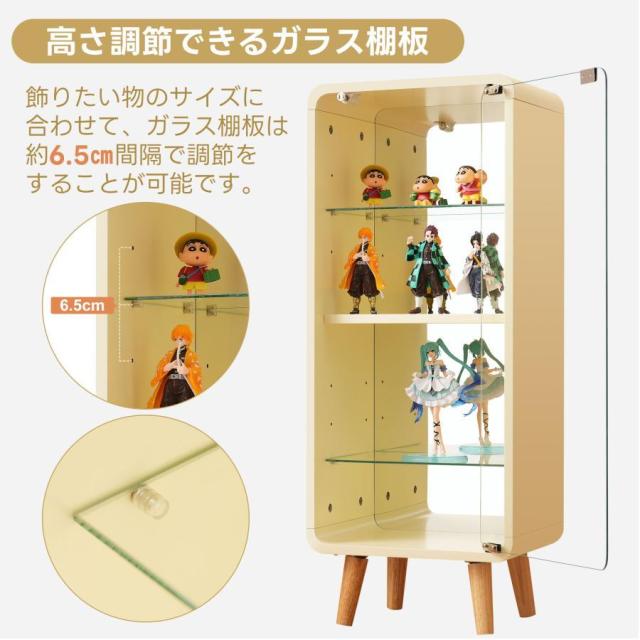 「クーポン配布中」コレクションケース コレクションシェルフ ガラスディスプレイキャビネット4段 高さ調節可能 フィギュア 収納 背面ミラー 強化ガラス棚 サイズ：幅36*奥行26*高さ89CM_3
